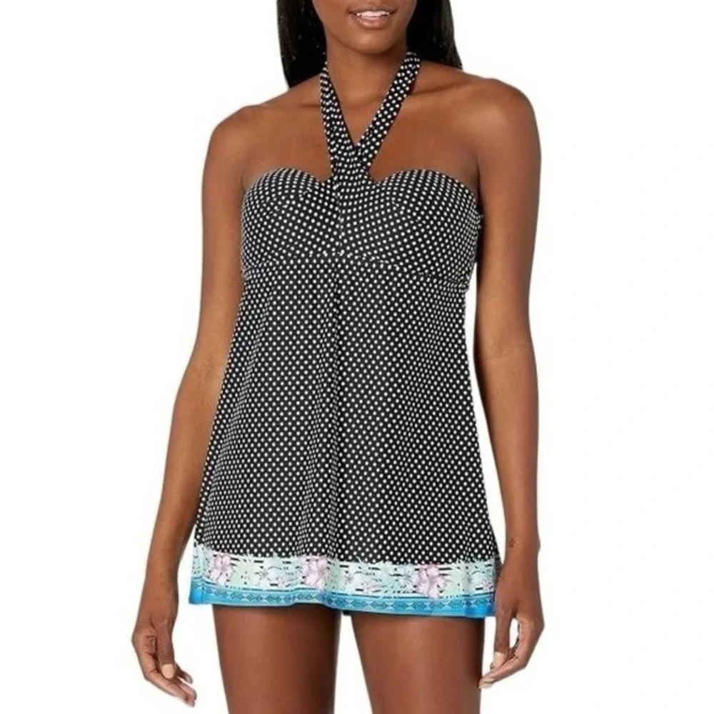 NWTD Coco Reef Five Way 36 38D Halter Underwired Polka Dot Swimsuit 130347 - Picture 1 of 7